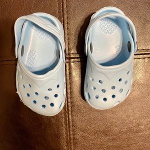 Light blue baby shoes, similar to Crocs